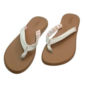Flojos Flip Flop Thong Sandals Women Size 10 Brown Comfort Woven Strap